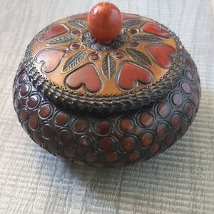 Vintage Hand-carved Decorative Wooden Trinket Box